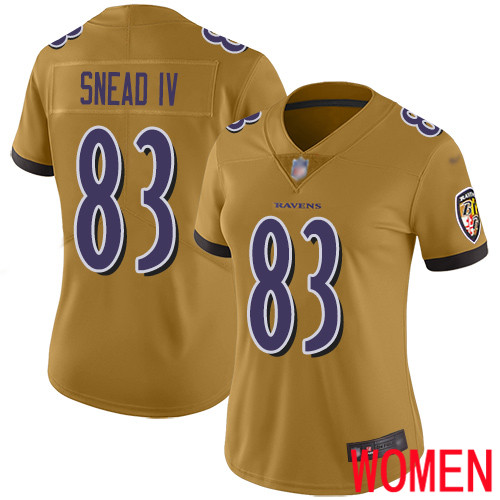 Baltimore Ravens Limited Gold Women Willie Snead IV Jersey NFL Football #83 Inverted Legend